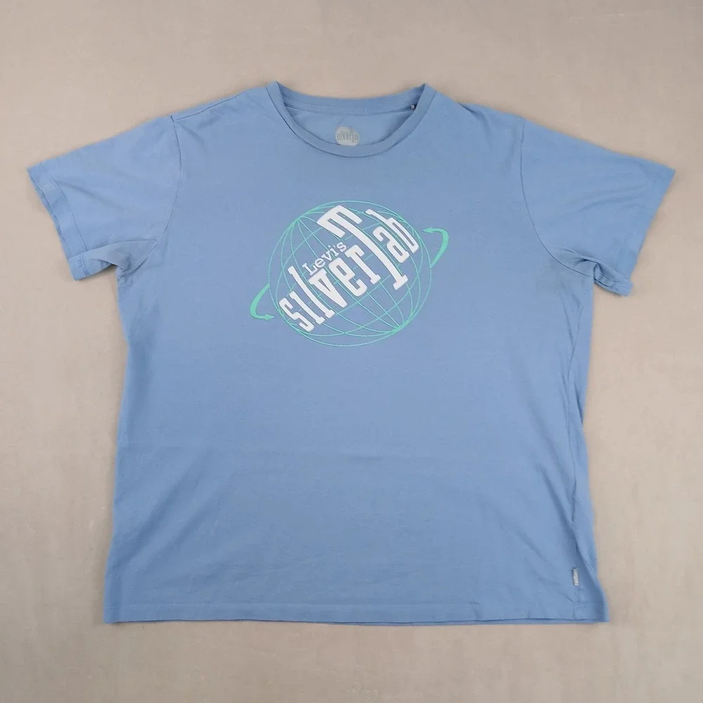 Vintage Levis Silvertab Large Mens T Shirt 90s FLAWS 22x25 Cropped **Fits Medium